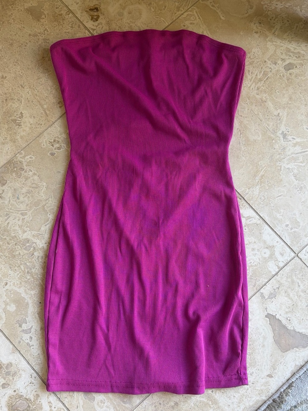 SHEIN Strapless Ribbed Mini Dress in Magenta